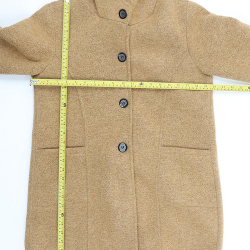 Made in Italy Women's Beige Hooded Mid-Length Polyester Coat Size L