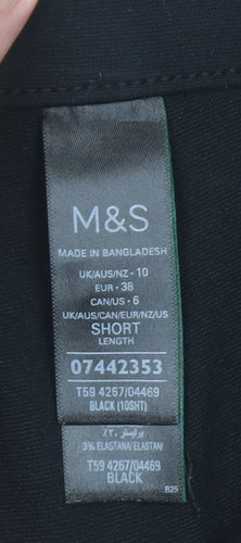 Marks and Spencer Womens Black Size 10 Short Leg Stretch Leggings