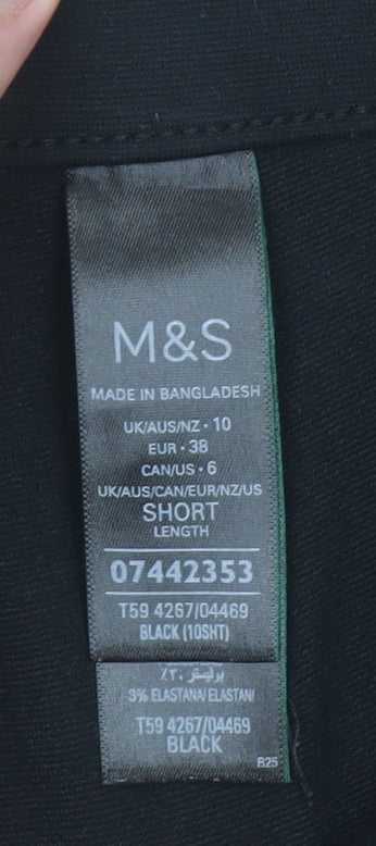 Marks and Spencer Womens Black Size 10 Short Leg Stretch Leggings