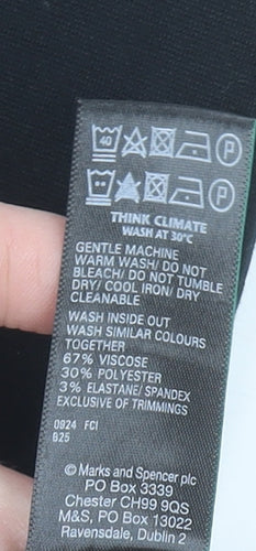 Marks and Spencer Womens Black Size 10 Short Leg Stretch Leggings