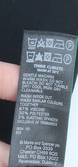 Marks and Spencer Womens Black Size 10 Short Leg Stretch Leggings