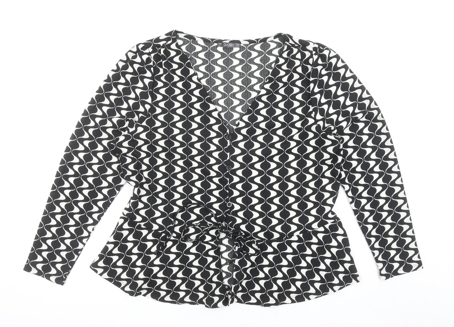 Dunnes Stores Womens Black Geometric Wrap Blouse Size L