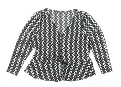 Dunnes Stores Womens Black Geometric Wrap Blouse Size L