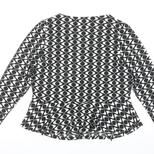 Dunnes Stores Womens Black Geometric Wrap Blouse Size L