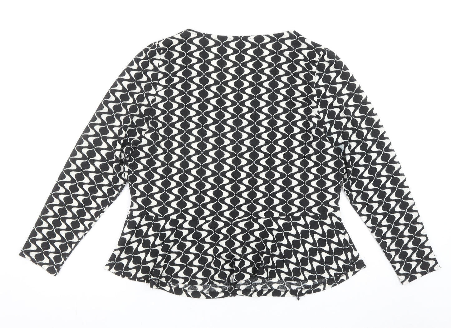 Dunnes Stores Womens Black Geometric Wrap Blouse Size L