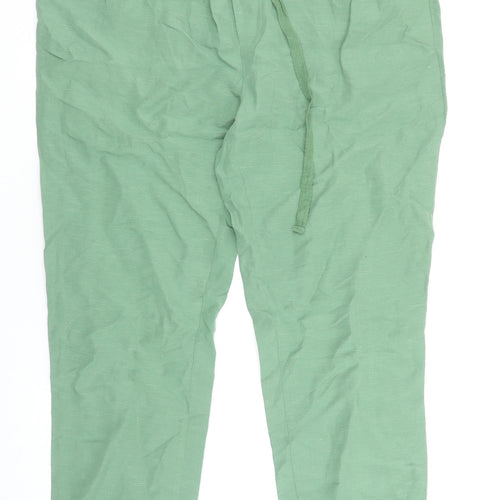 Gallery Women’s Green Tapered Lyocell Linen Drawstring Trousers Size M