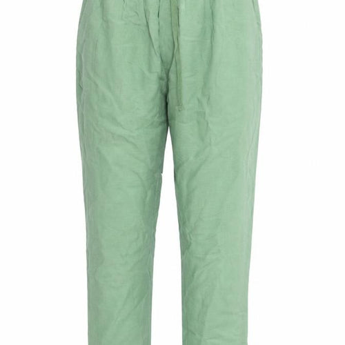 Gallery Women’s Green Tapered Lyocell Linen Drawstring Trousers Size M