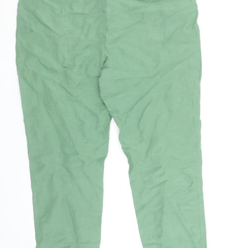 Gallery Women’s Green Tapered Lyocell Linen Drawstring Trousers Size M