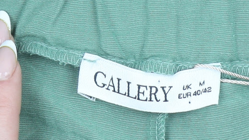 Gallery Women’s Green Tapered Lyocell Linen Drawstring Trousers Size M