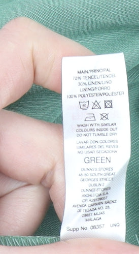 Gallery Women’s Green Tapered Lyocell Linen Drawstring Trousers Size M