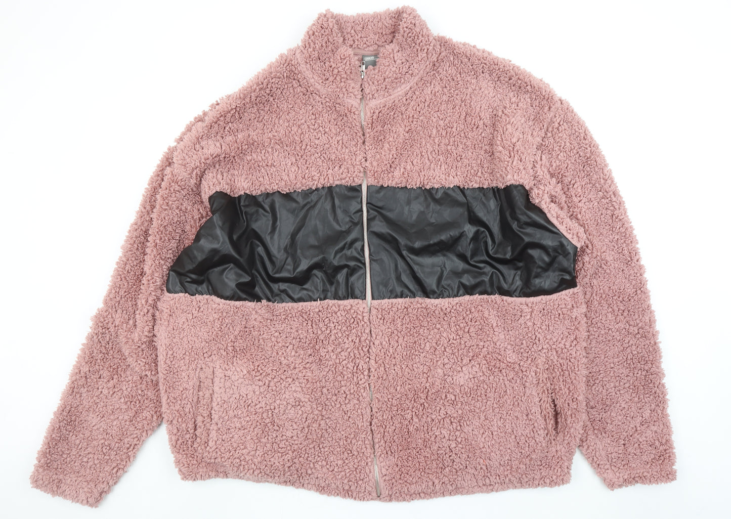 ASOS Women Pink 3XL Faux Shearling Fleece Bomber Jacket