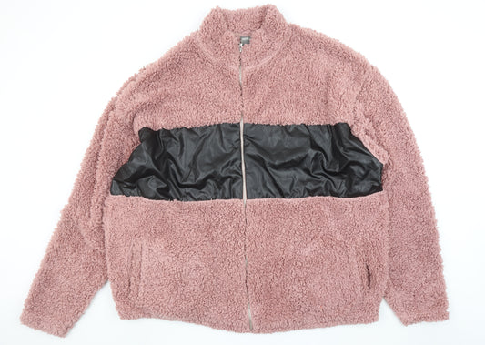 ASOS Women Pink 3XL Faux Shearling Fleece Bomber Jacket