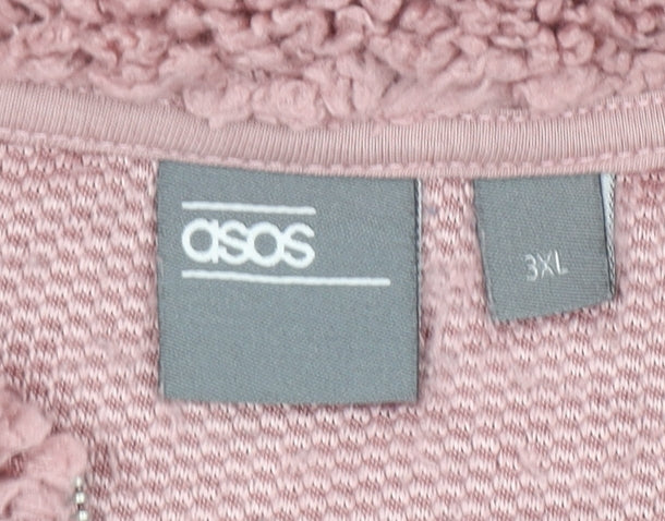 ASOS Women Pink 3XL Faux Shearling Fleece Bomber Jacket