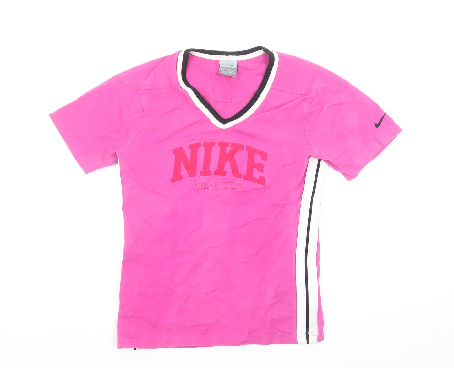 Nike Women's Pink V-Neck Active T-Shirt Size L Sports Top