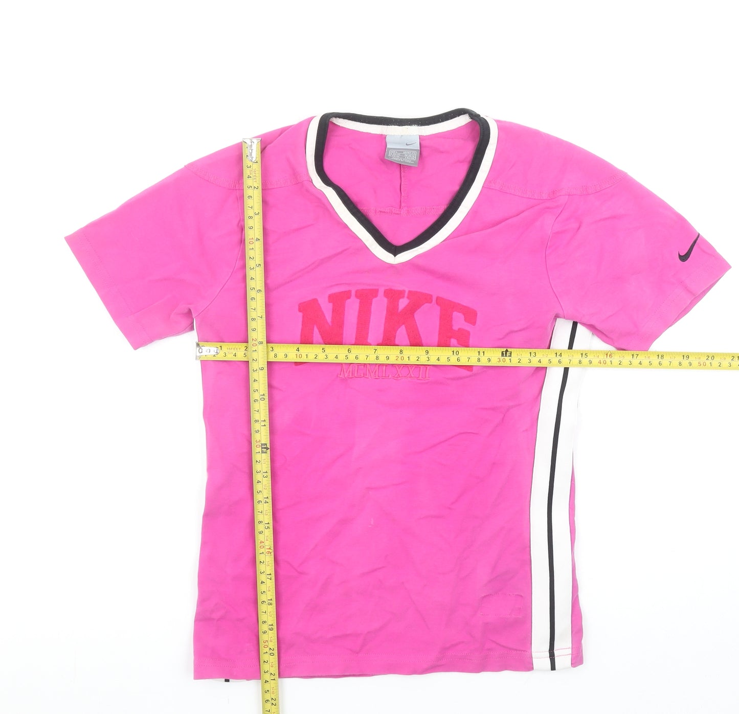 Nike Women's Pink V-Neck Active T-Shirt Size L Sports Top