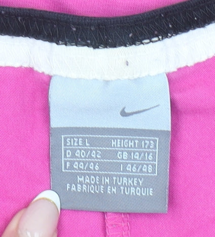Nike Women's Pink V-Neck Active T-Shirt Size L Sports Top