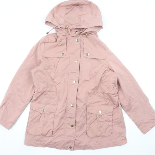 Isle Women’s Pink Hooded Parka Jacket Size 16 Mid-Length Casual Coat