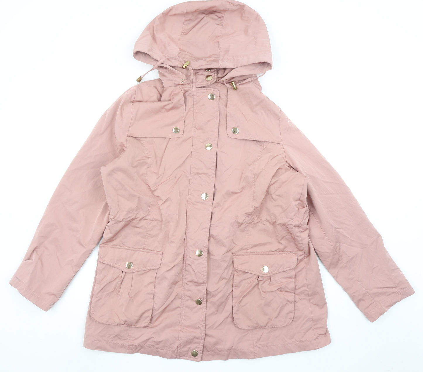 Isle Women’s Pink Hooded Parka Jacket Size 16 Mid-Length Casual Coat