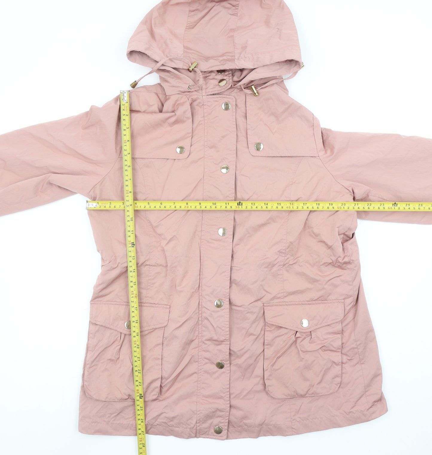 Isle Women’s Pink Hooded Parka Jacket Size 16 Mid-Length Casual Coat