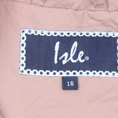 Isle Women’s Pink Hooded Parka Jacket Size 16 Mid-Length Casual Coat