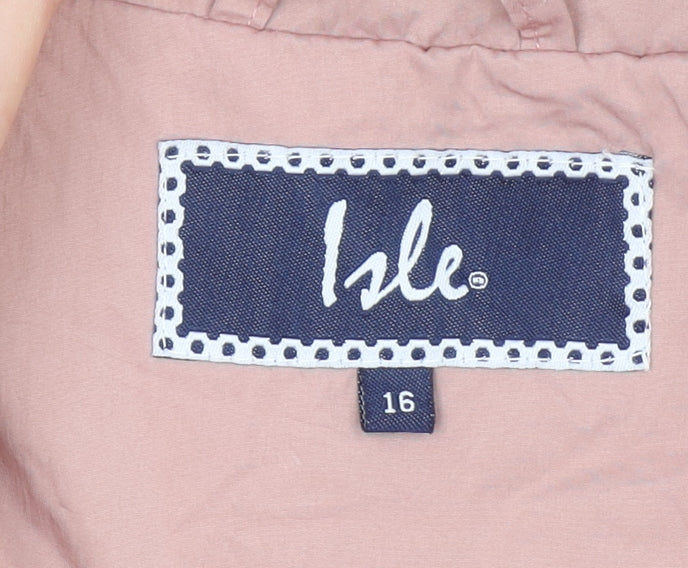 Isle Women’s Pink Hooded Parka Jacket Size 16 Mid-Length Casual Coat