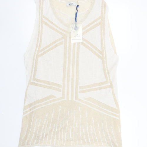 Lady District Women’s Beige Viscose Knit Sleeveless Vest M/L