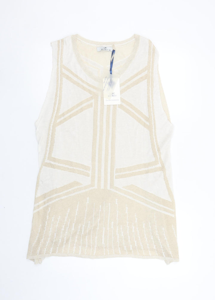 Lady District Women’s Beige Viscose Knit Sleeveless Vest M/L