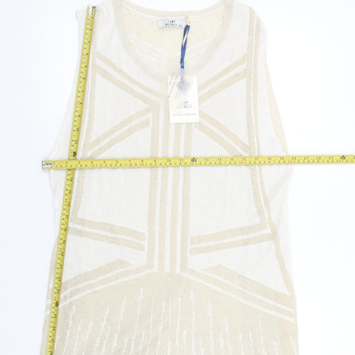 Lady District Women’s Beige Viscose Knit Sleeveless Vest M/L