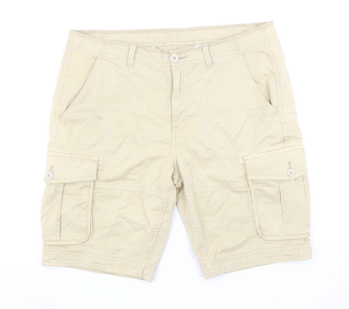 Dunnes Stores Men's Beige Cargo Shorts 36in Cotton Casual