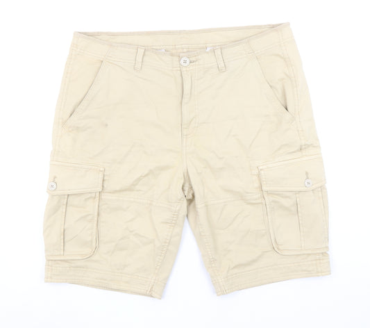 Dunnes Stores Men's Beige Cargo Shorts 36in Cotton Casual