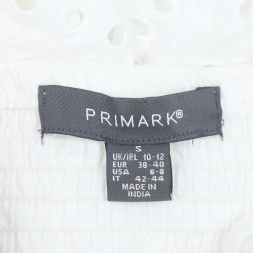 Primark Women White Cotton Camisole Tank Top S Boho Lace Summer