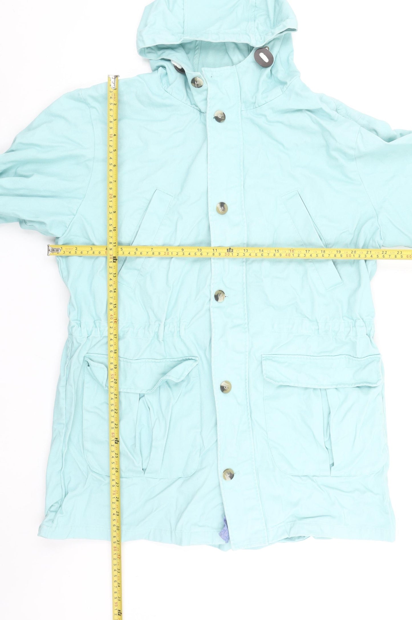 Cotton Traders Women Blue Hooded Parka Jacket XL