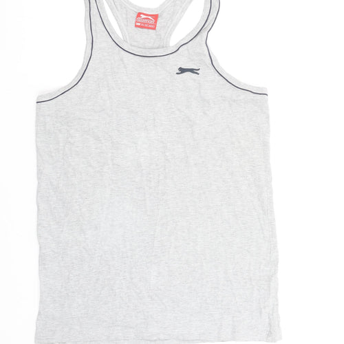 Slazenger Men's Grey Tank Top L Cotton Viscose Gym Activewear
