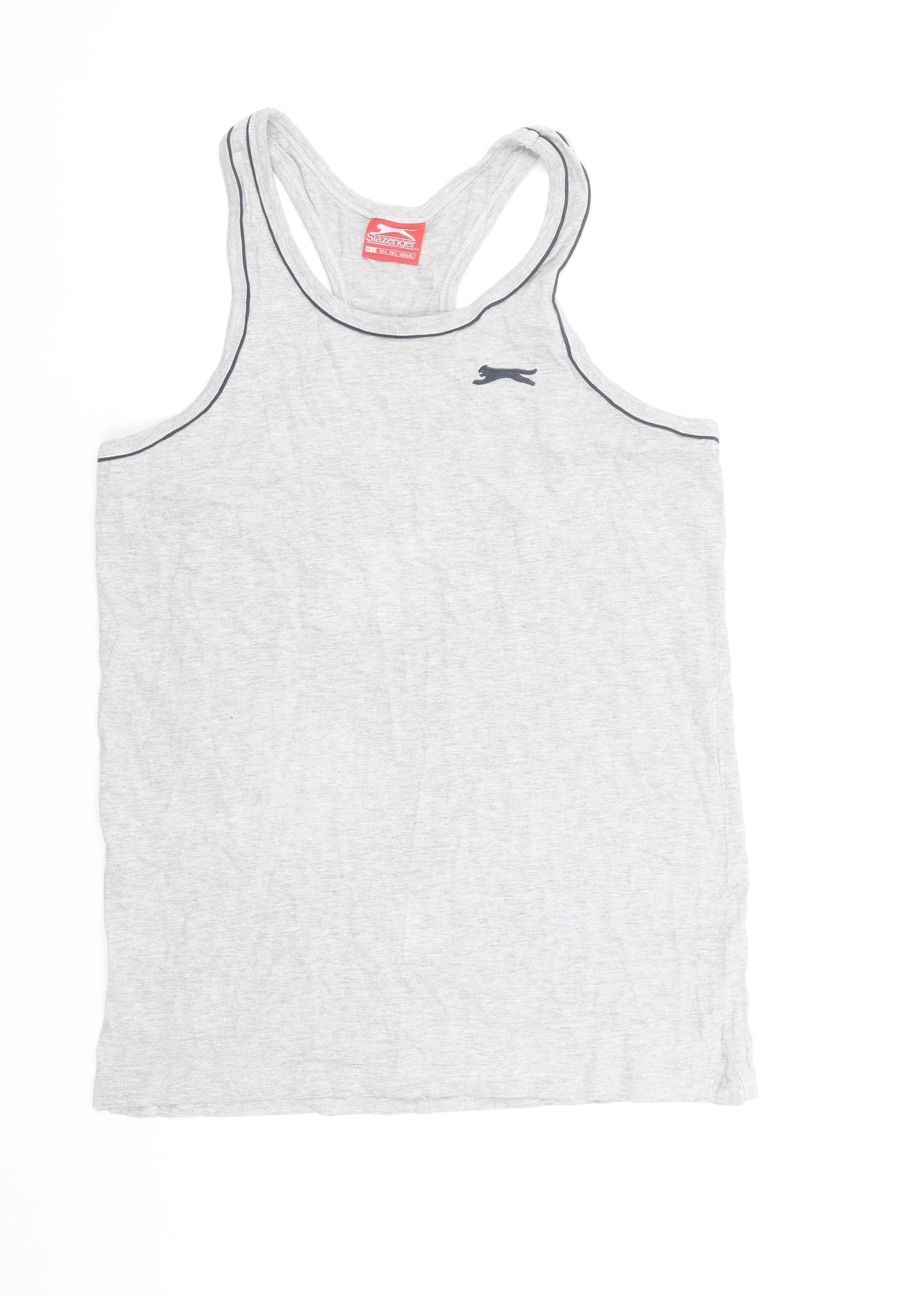 Slazenger Men's Grey Tank Top L Cotton Viscose Gym Activewear