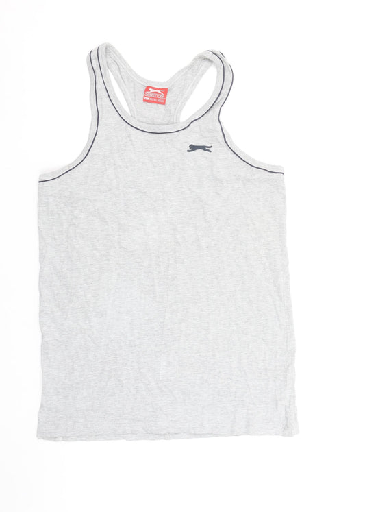 Slazenger Men's Grey Tank Top L Cotton Viscose Gym Activewear
