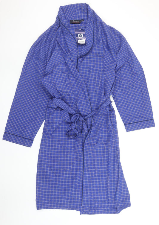 Champion Men's Blue Check Belted Lightweight Robe L