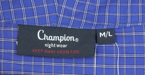 Champion Men's Blue Check Belted Lightweight Robe L