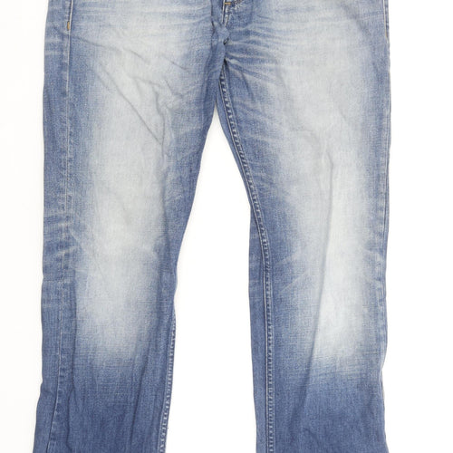 Wrangler Men's Blue 33W 32L Greensboro Straight Denim Jeans