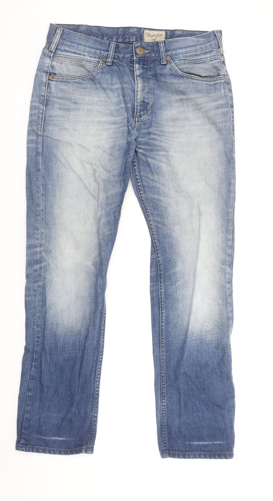 Wrangler Men's Blue 33W 32L Greensboro Straight Denim Jeans