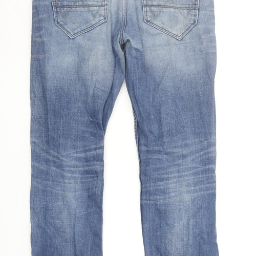 Wrangler Men's Blue 33W 32L Greensboro Straight Denim Jeans