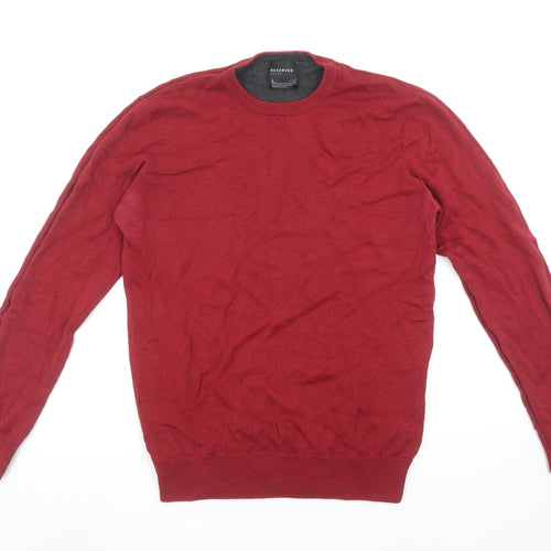 Reserved Men's Red Cotton Crew Neck Pullover Jumper L