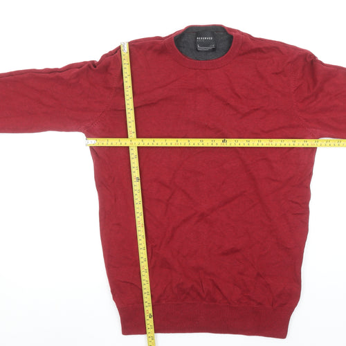 Reserved Men's Red Cotton Crew Neck Pullover Jumper L