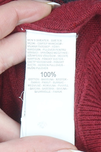 Reserved Men's Red Cotton Crew Neck Pullover Jumper L