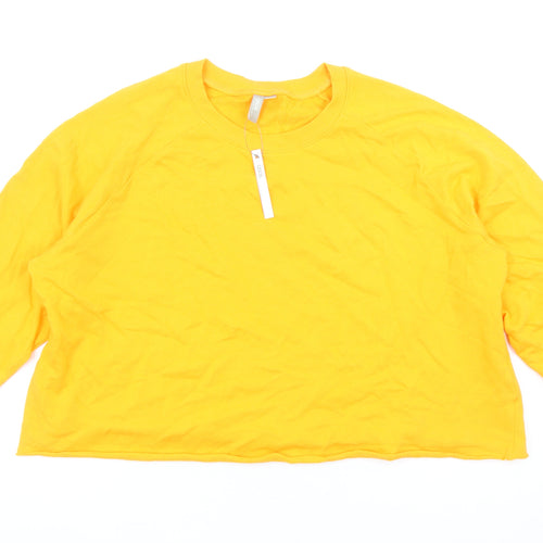 ASOS Women Yellow Cotton Pullover Sweatshirt UK 16 Regular Fit