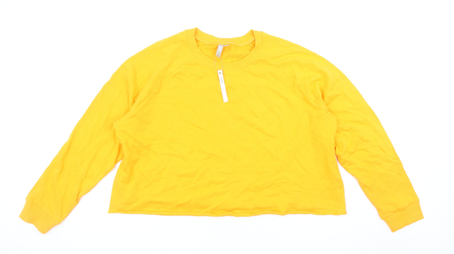ASOS Women Yellow Cotton Pullover Sweatshirt UK 16 Regular Fit