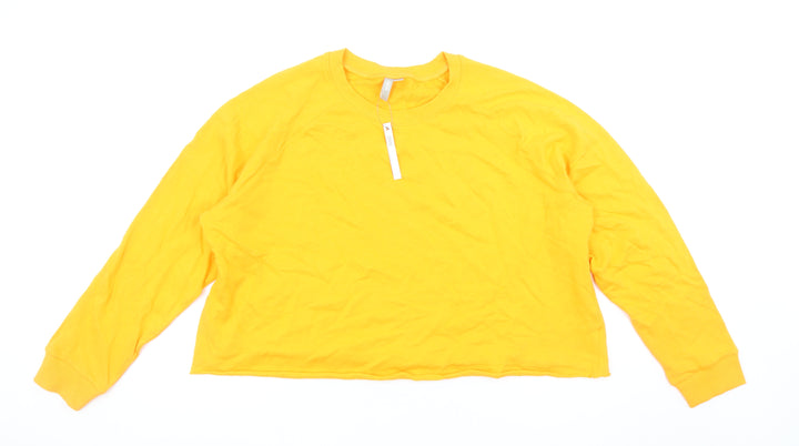 ASOS Women Yellow Cotton Pullover Sweatshirt UK 16 Regular Fit