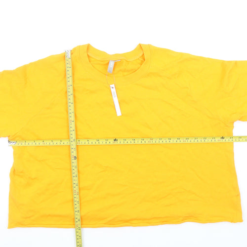 ASOS Women Yellow Cotton Pullover Sweatshirt UK 16 Regular Fit