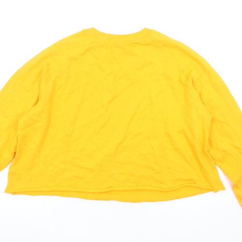 ASOS Women Yellow Cotton Pullover Sweatshirt UK 16 Regular Fit