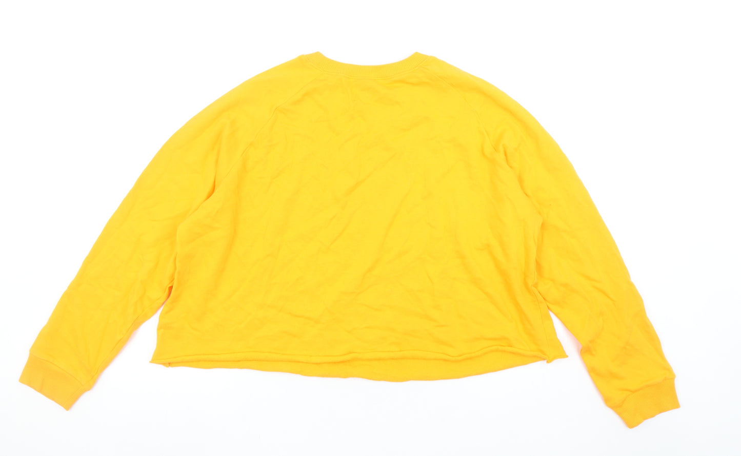 ASOS Women Yellow Cotton Pullover Sweatshirt UK 16 Regular Fit