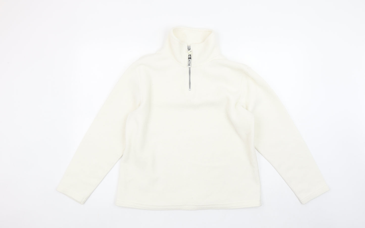 Active Women's Ivory Fleece 1/2 Zip Pullover Sweatshirt Size 10/12